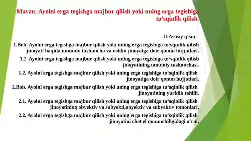 Ayolni erga tegishga majbur qilish yoki uning ergategishigato’sqinlikqilish
