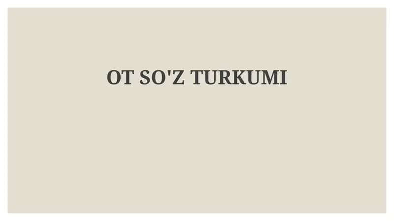 Ot So'z Turkumi
