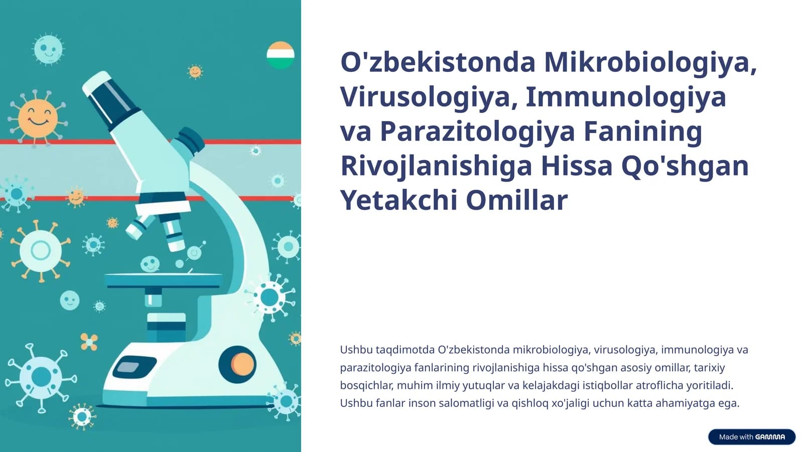 O'zbekistonda Mikrobiologiya, Virusologiya, Immunologiya va Parazitologiya Fanining Rivojlanishiga Hissa Qo'shgan Yetakchi Omillar