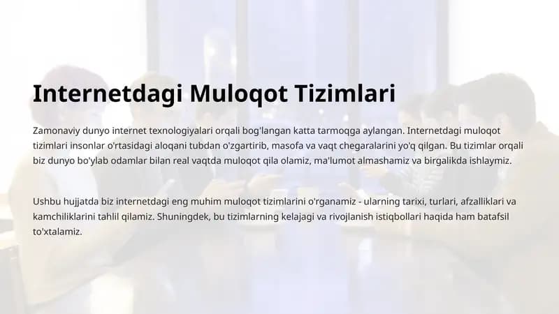 Internetdagi Muloqot Tizimlari