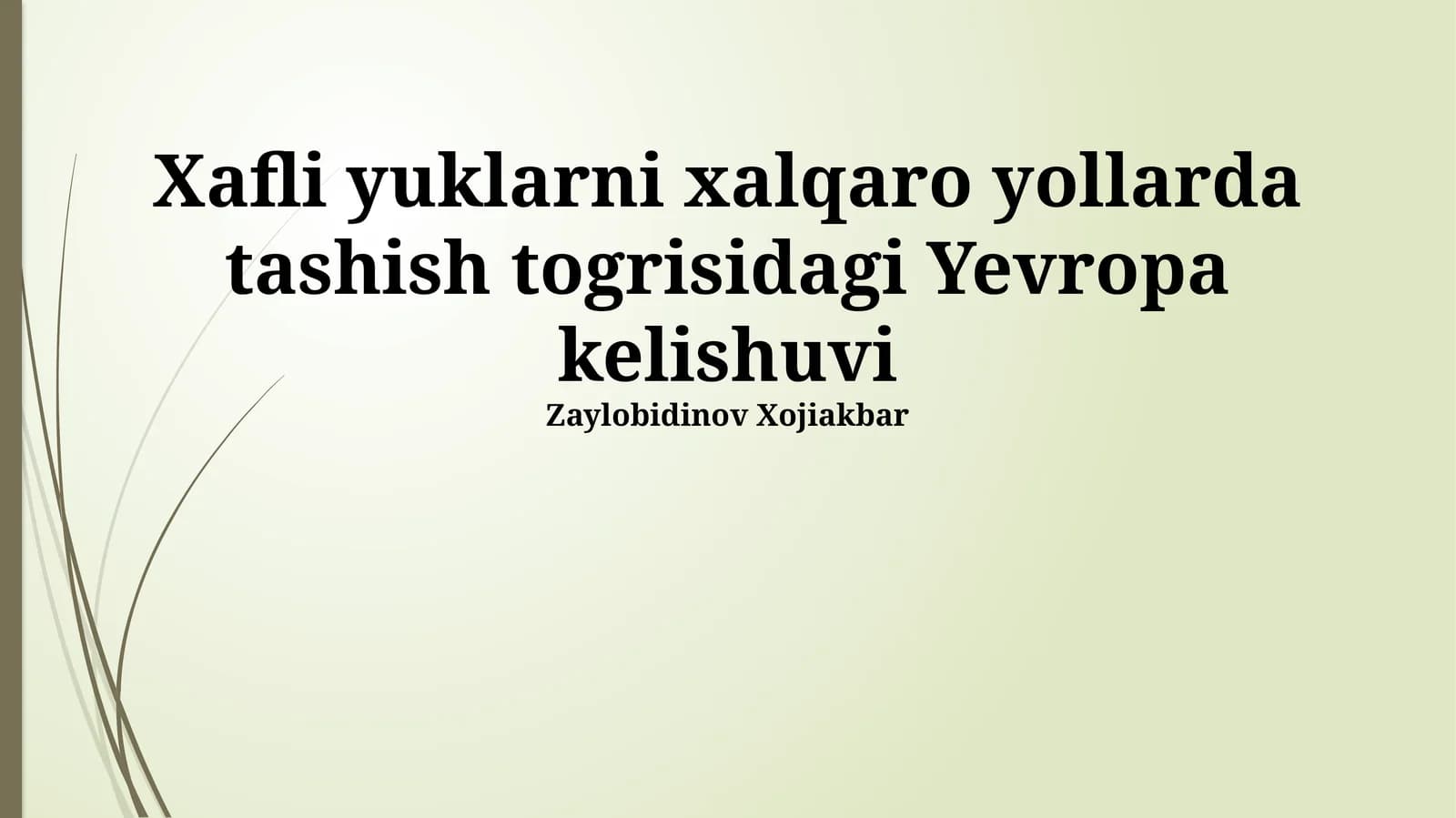 Xavfli Yuklarni Avtomobil Yo'llari Orqali Xalqaro Tashiish To'g'risidagi Yevropa Bitimi