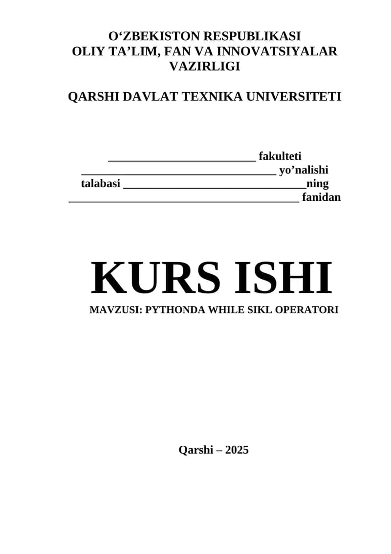 PYTHONDA WHILE SIKL OPERATORI