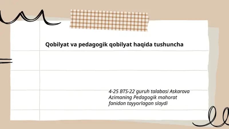 Qobilyat va Pedagogik Qobilyat Haqida Tushuncha