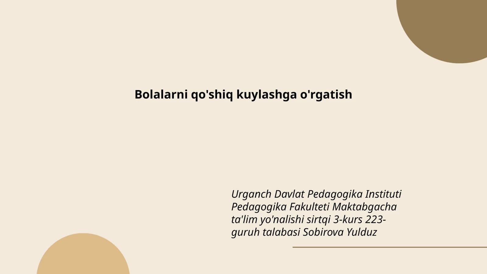Bolalarni qo'shiq kuylashga o'rgatish