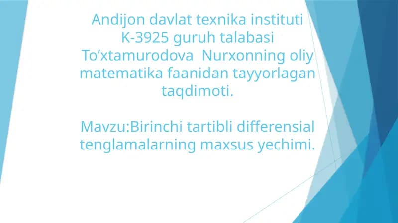 Birinchitaiblidifferensialtenglamalarnima?