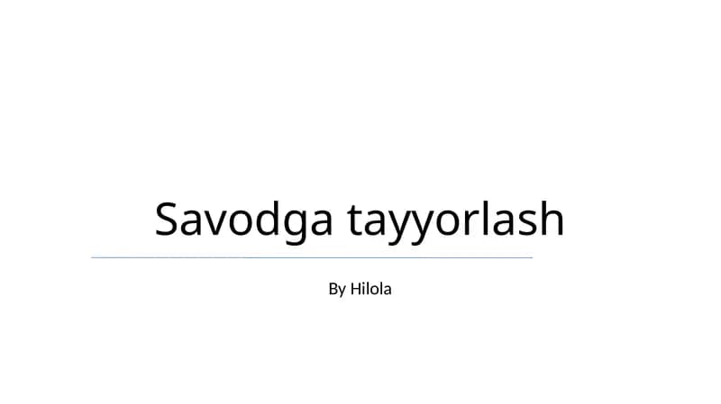 Savodga tayyorlash