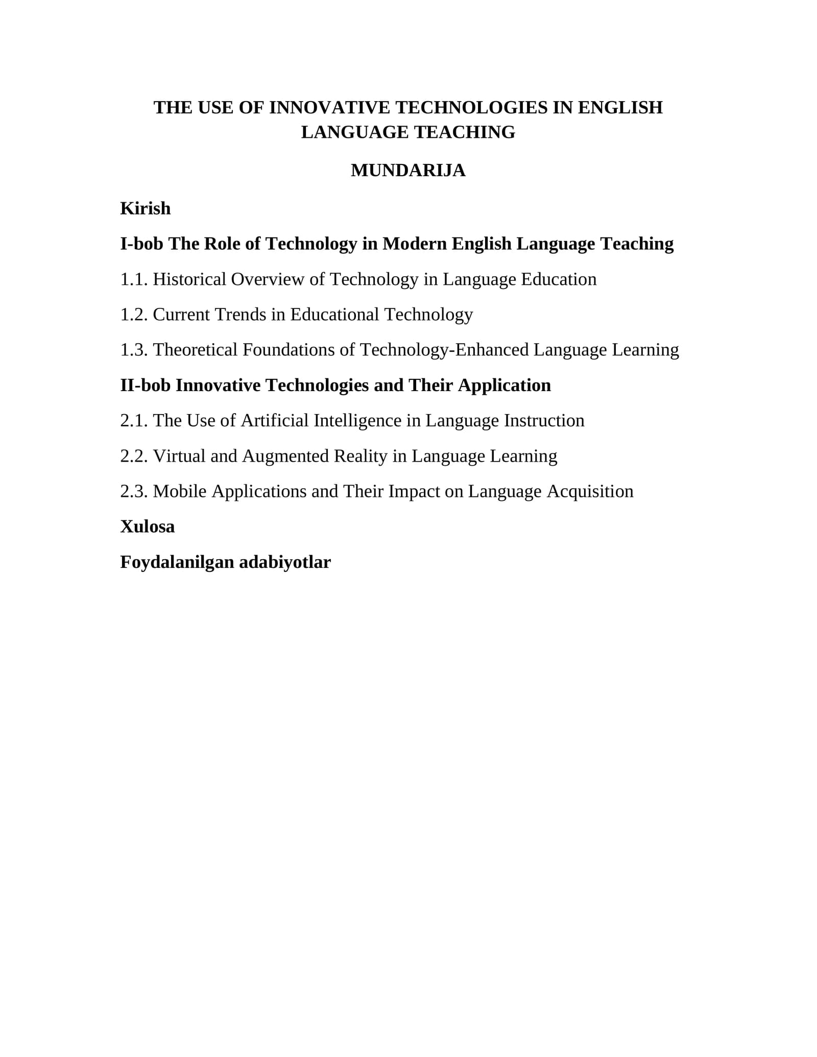 Innovative Technologies in English Language Teaching