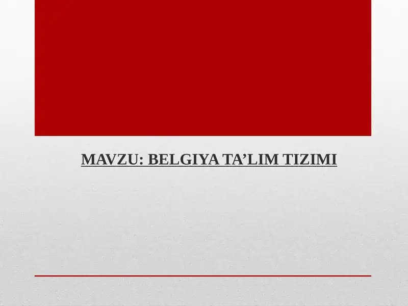 BELGIYA TA’LIM TIZIMI