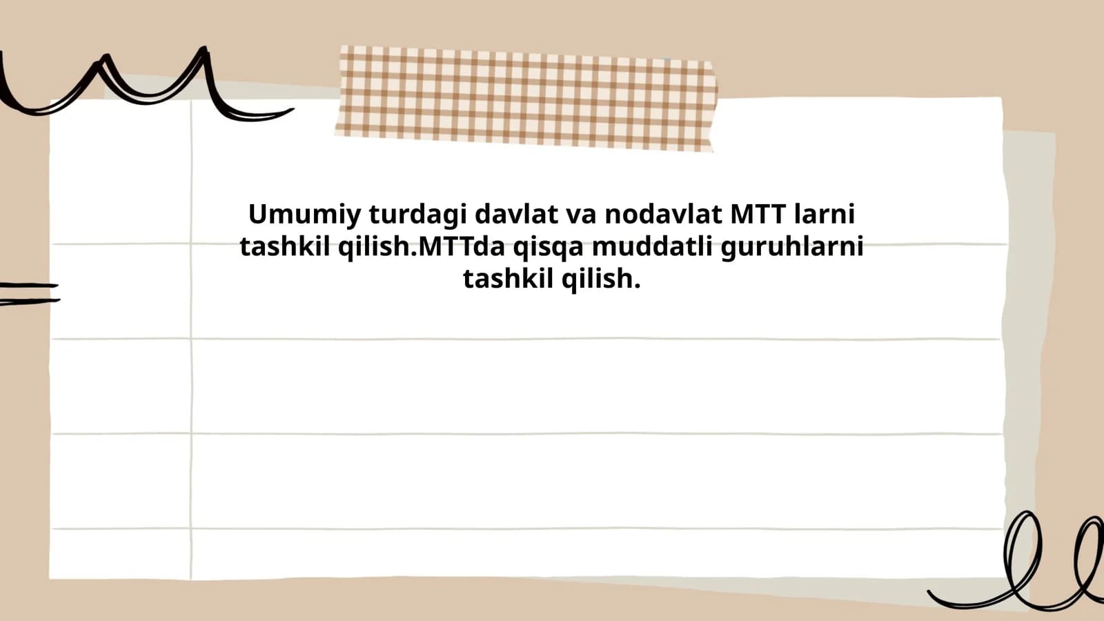 Umumiy turdagi MTTlar