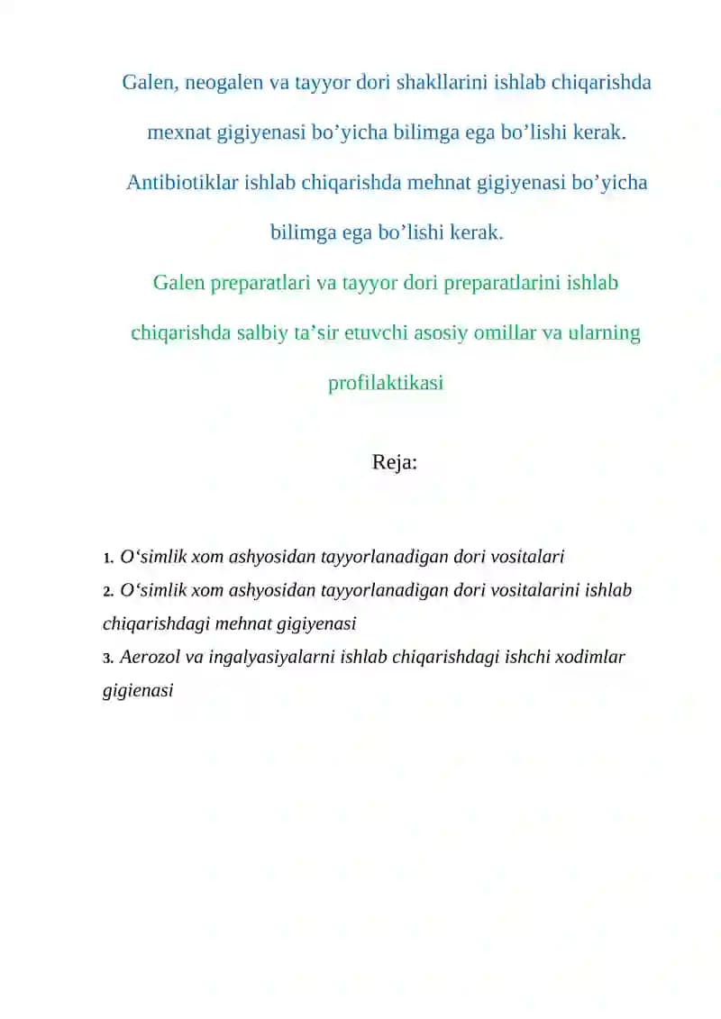 O'simlik xom ashyosidan tayyorlanadigan dori vositalari
