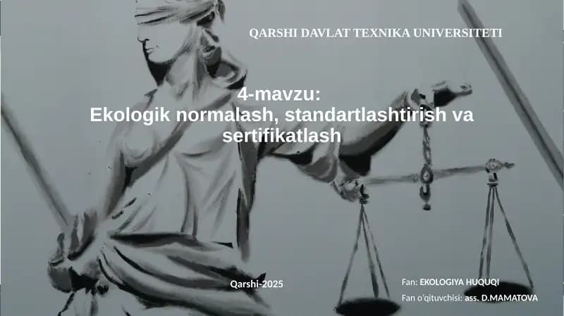 Ekologiknormalash,standartlashtirishvasertifikatlash