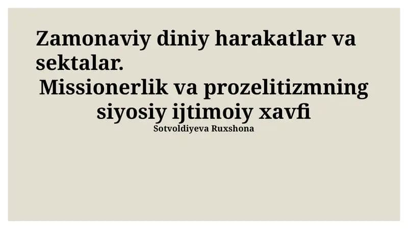 Zamonaviy diniy harakatlar va sektalar