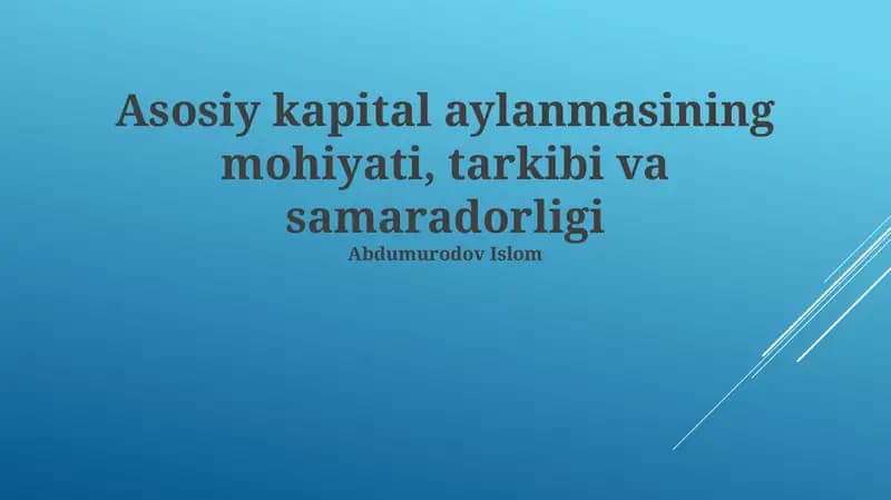 Asosiy Kapital Aylanmasi