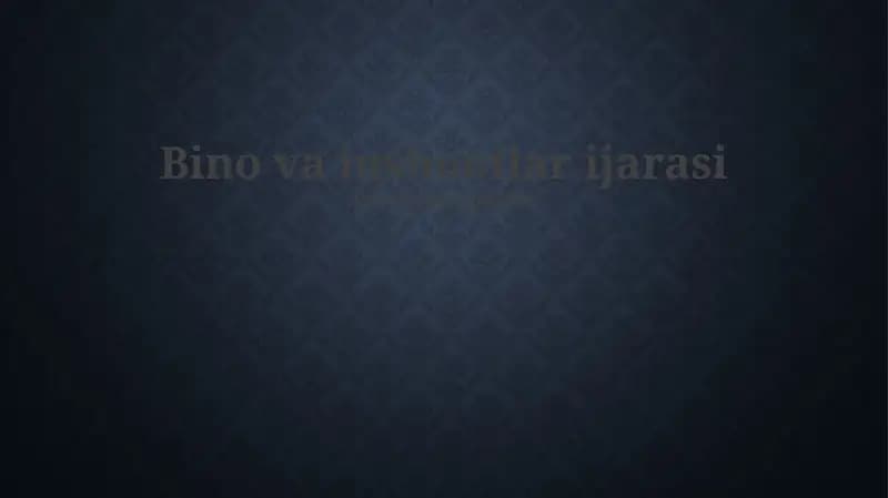 Bino va inshootlar ijarasi