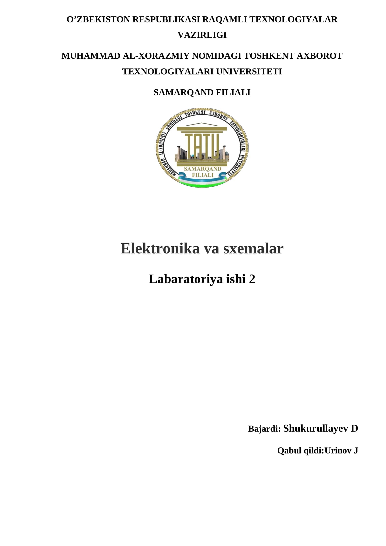 Umumiy baza ulanish sxemasidagi bipolyar tranzistorning statik Volt-amper xarakteristikalarini tadqiq etish