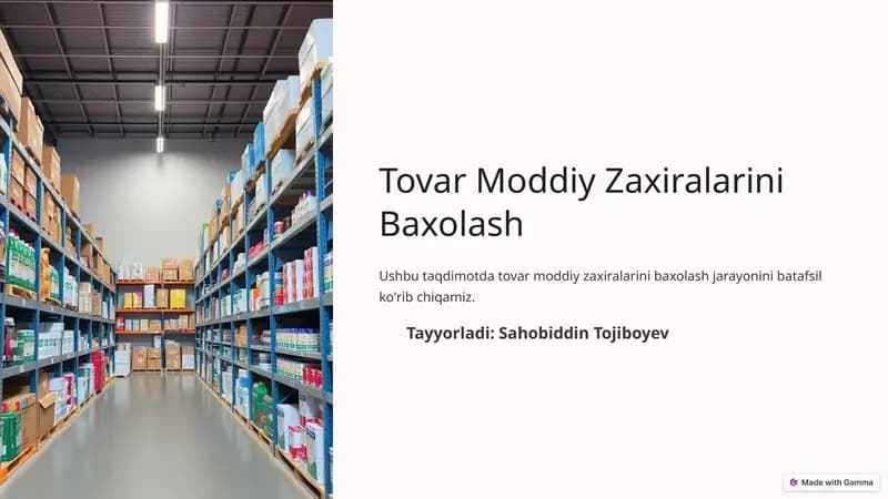 Moddiy Zaxiralarini Baxolash