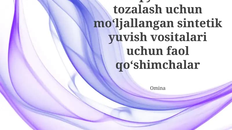 Sintetik yuvish vositalari faol qo'shimchalari