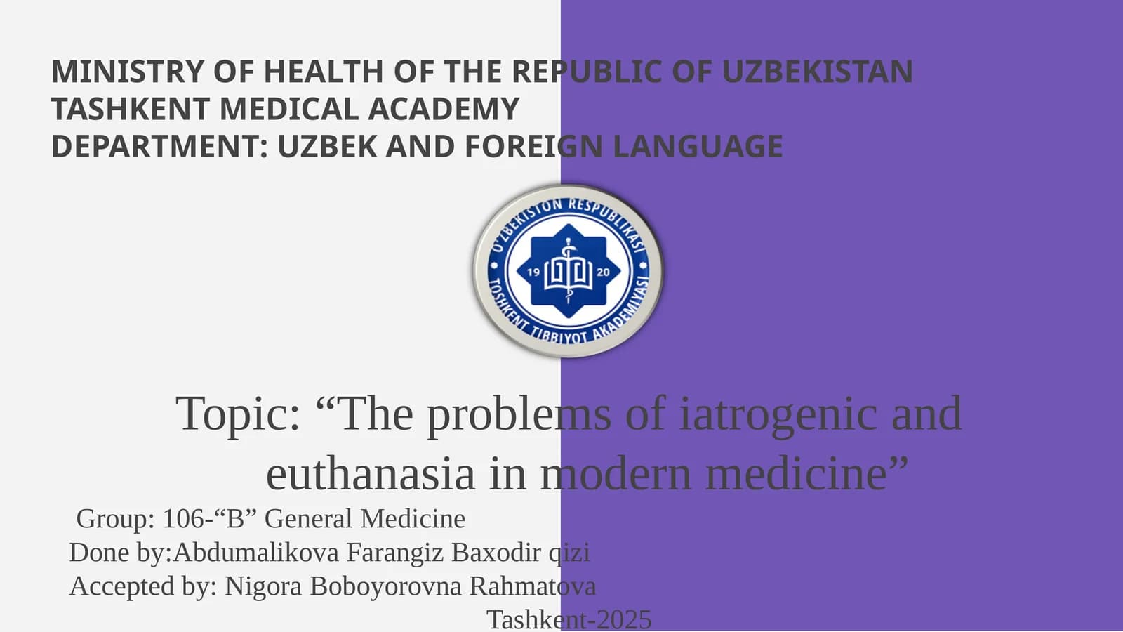 The problems of iatrogenic and euthanasia in modern medicine