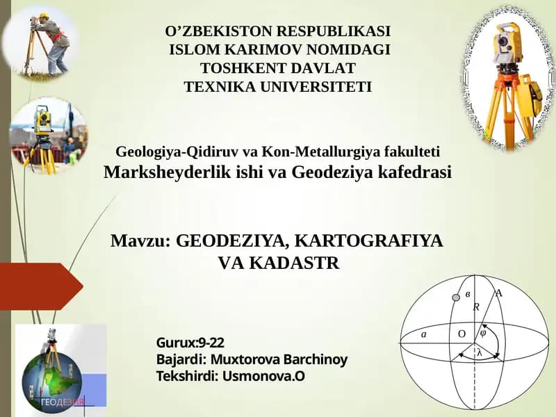 Geodeziya, Kartografiya va Kadastr