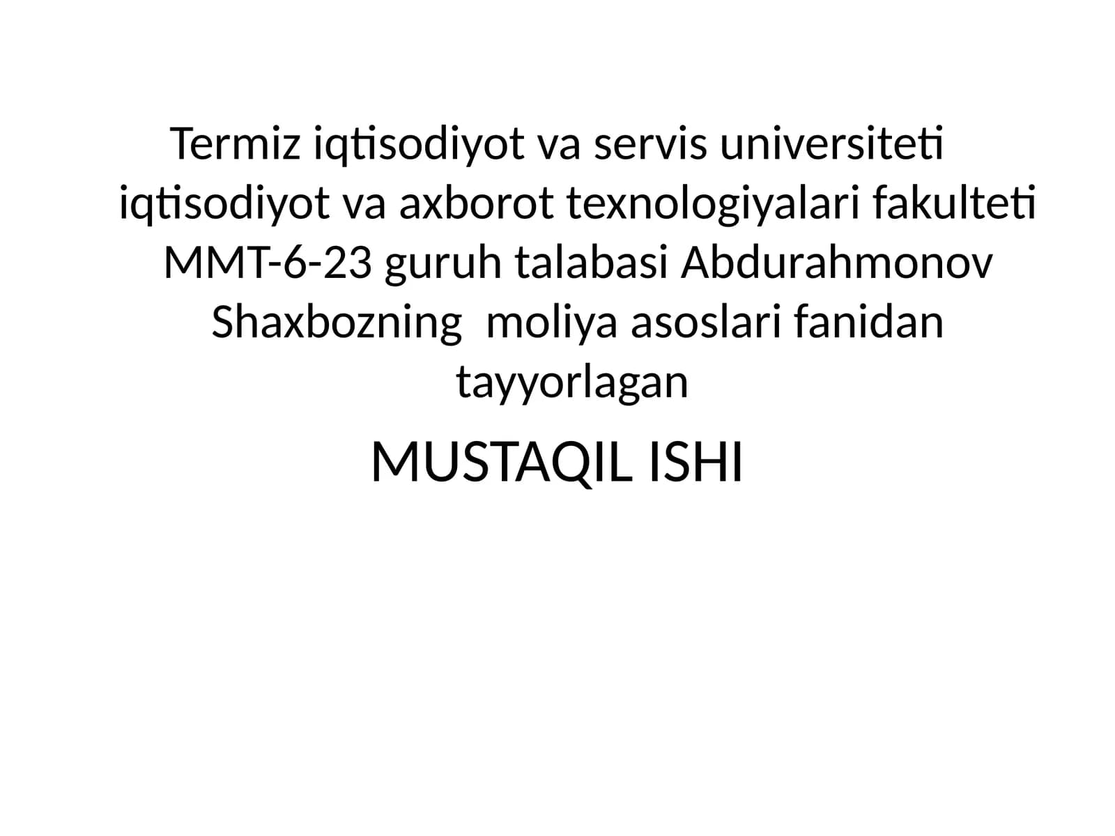 Moliyaning zarurliga va nazariy asoslari