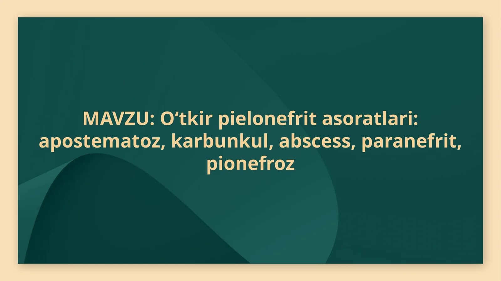 O‘tkir pielonefrit asoratlari