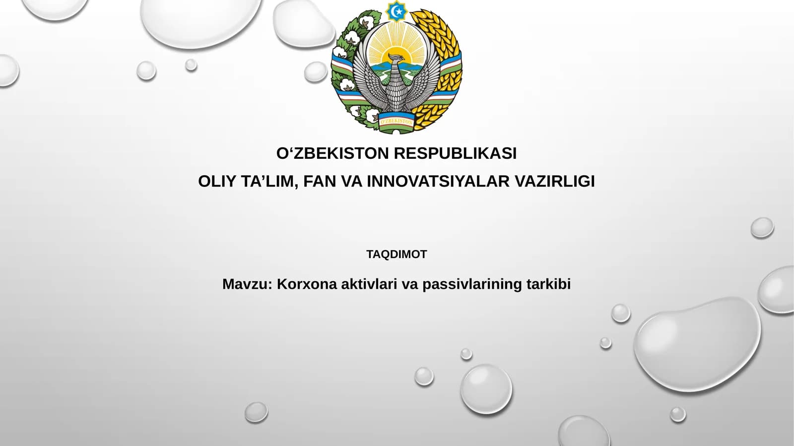 Korxona aktivlari va passivlarining tarkibi