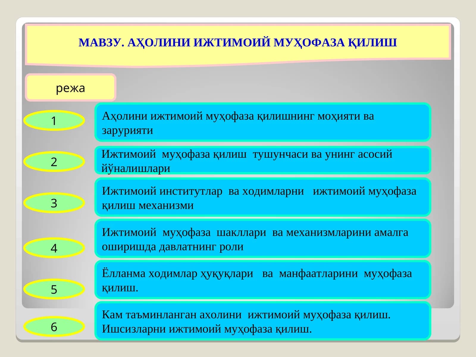АҲОЛИНИ ИЖТИМОИЙ МУҲОФАЗА ҚИЛИШ