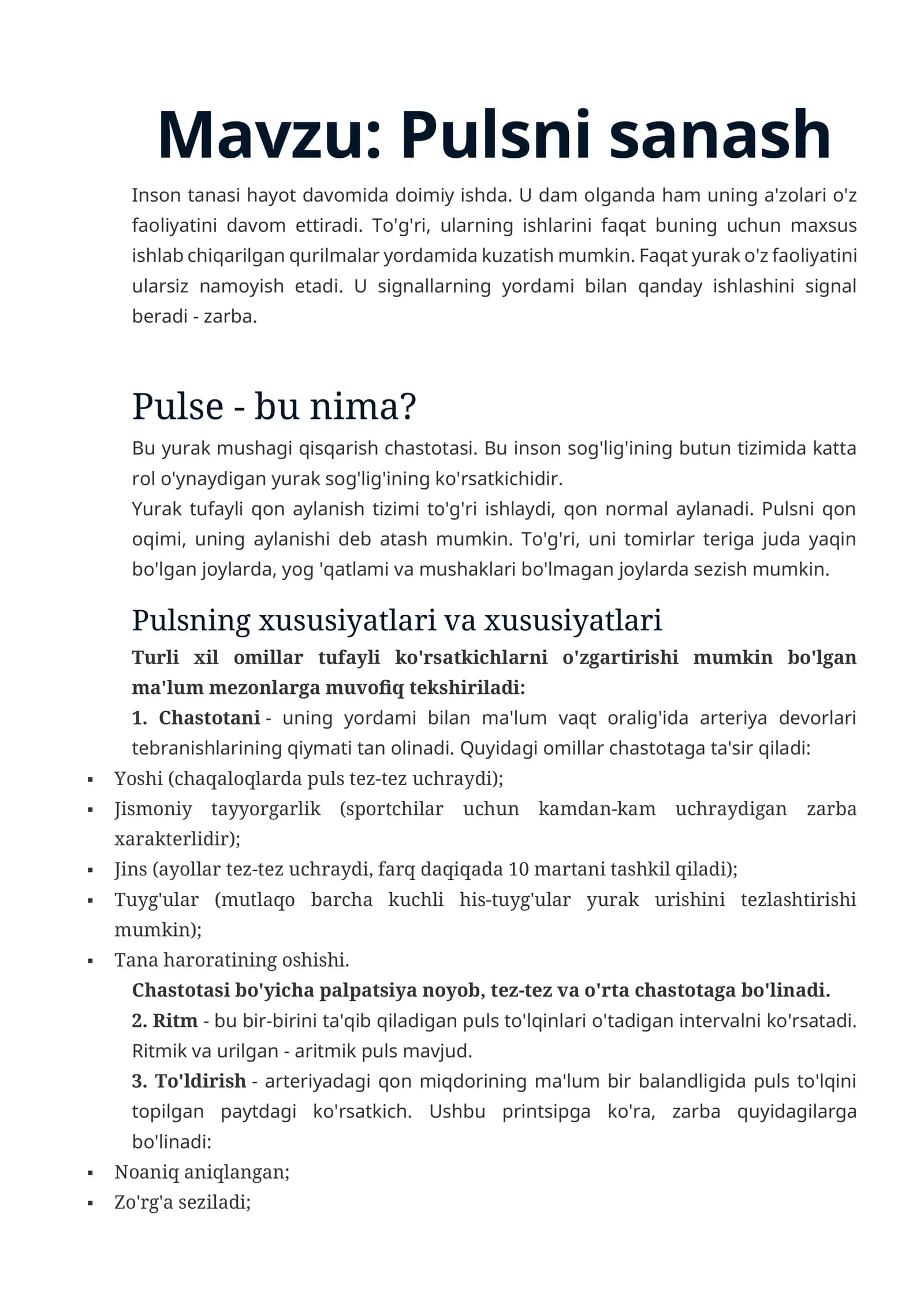 Pulsni sanash