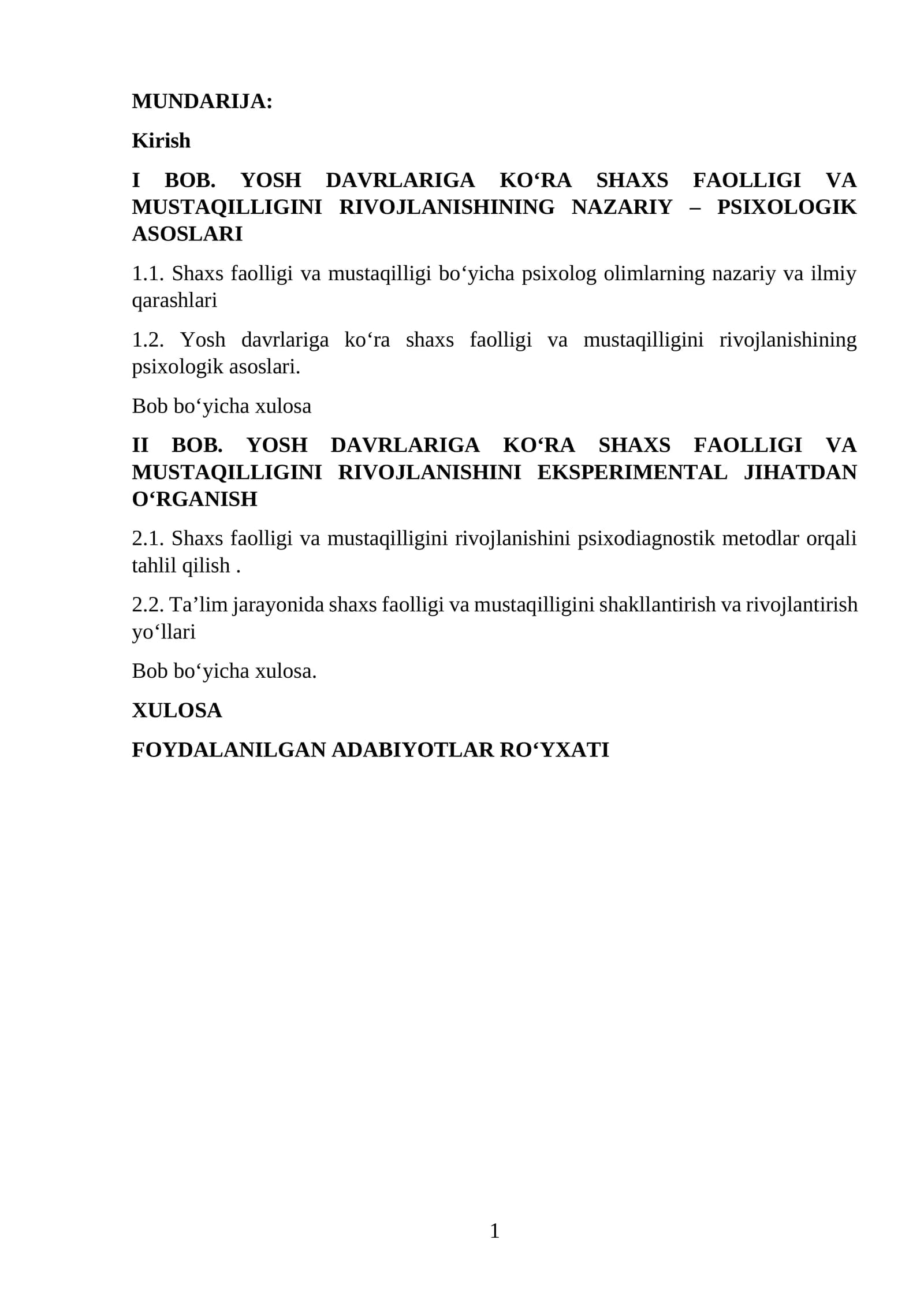 YOSH DAVRLARIGA KO‘RA SHAXS FAOLLIGI VA MUSTAQILLIGINI RIVOJLANISHINING NAZARIY – PSIXOLOGIK ASOSLARI