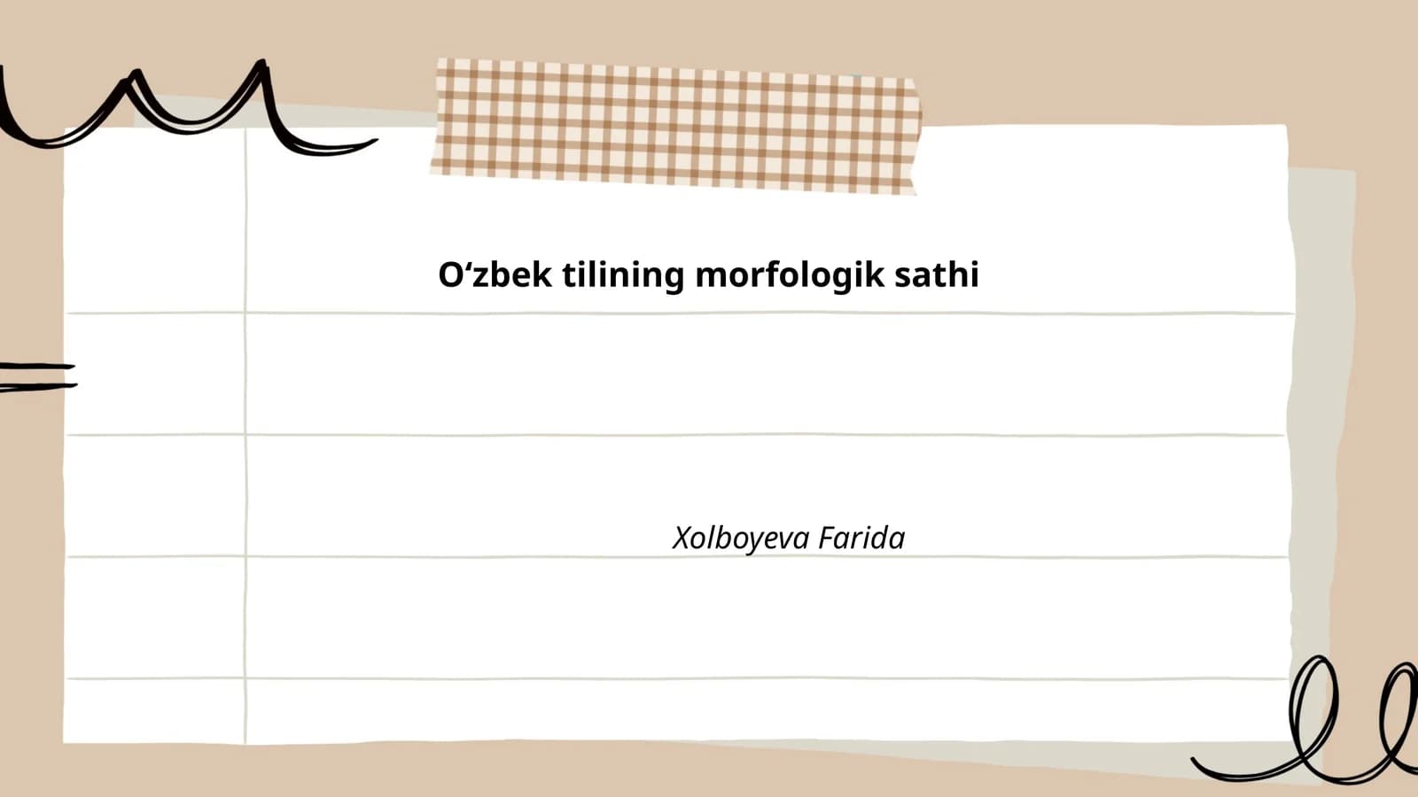 Oʻzbek tilining morfologik sathi