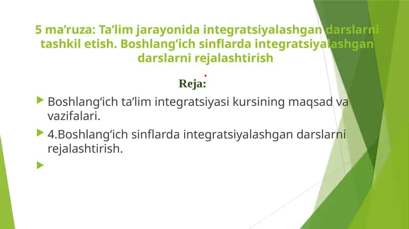 Ta’lim jarayonida integratsiyalashgan darslarni tashkil etish. Boshlang’ich sinflarda integratsiyalashgan darslarni rejalashtirish
