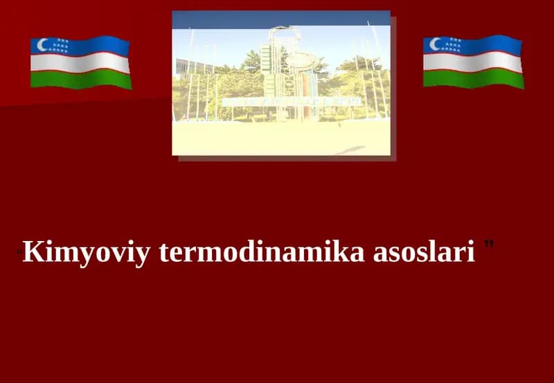 Кimyoviy termodinamika asoslari