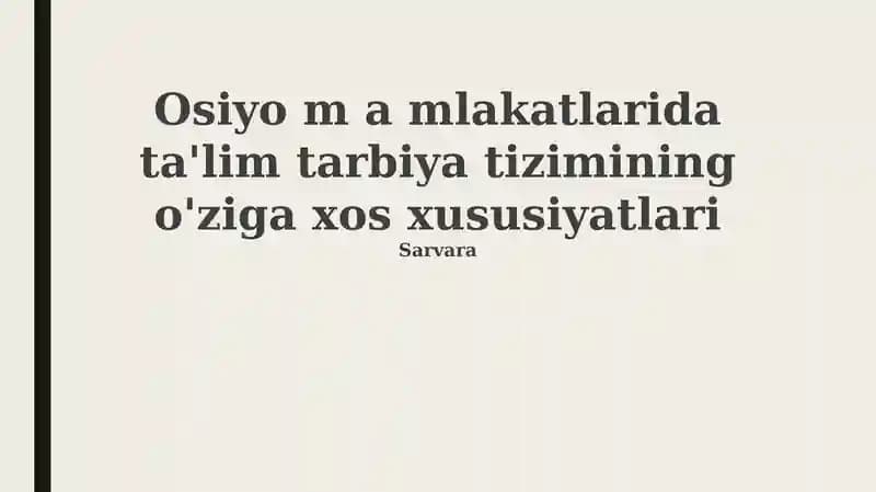 Osiyo ta'lim tizimlari