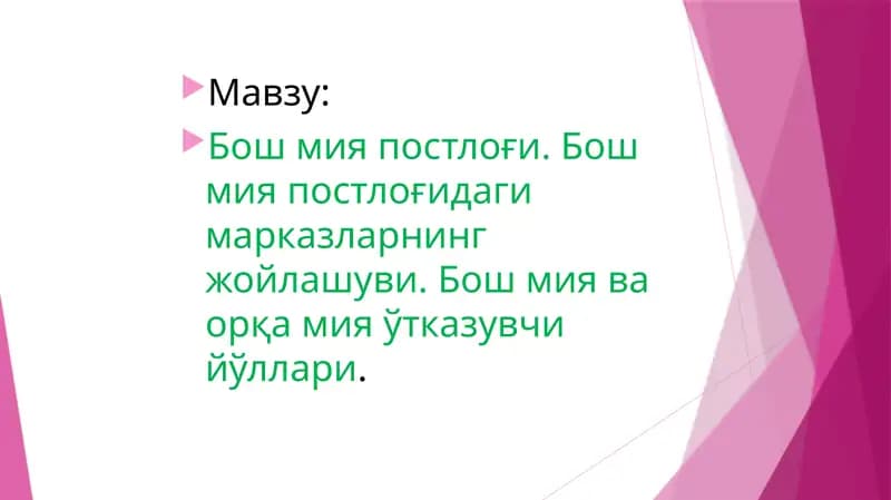 Бош мия постлоғи. Бош мия постлоғидаги марказларнинг жойлашуви. Бош мия ва орқа мия ўтказувчи йўллари