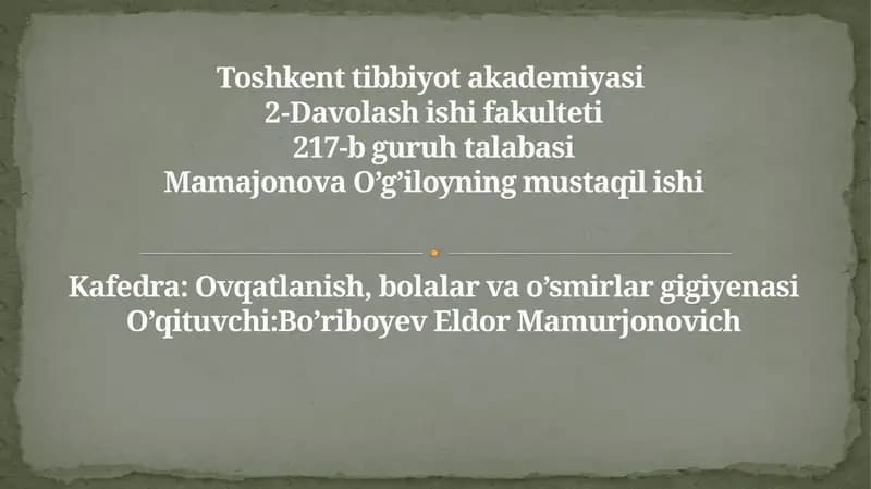 Kimyoviy qurol. Zaharli moddalarning tasnifi. Kimyoviy vaziyatlarni baholash