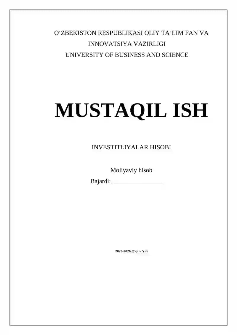 Investitsiyalar Hisobi