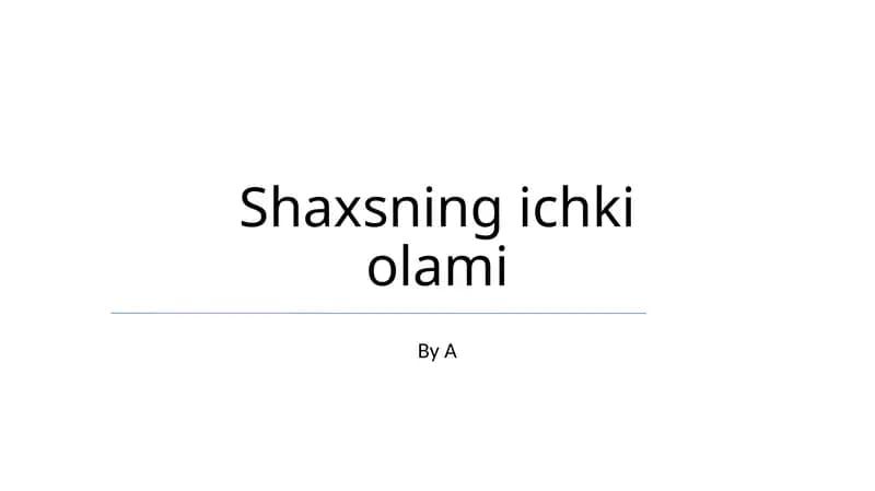 Shaxsning ichki olami