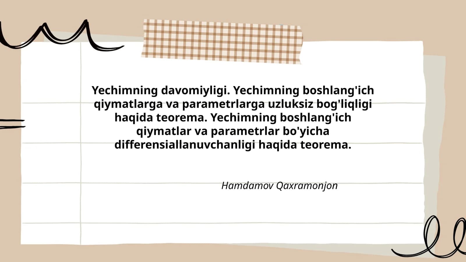 Yechimning davomiyligi