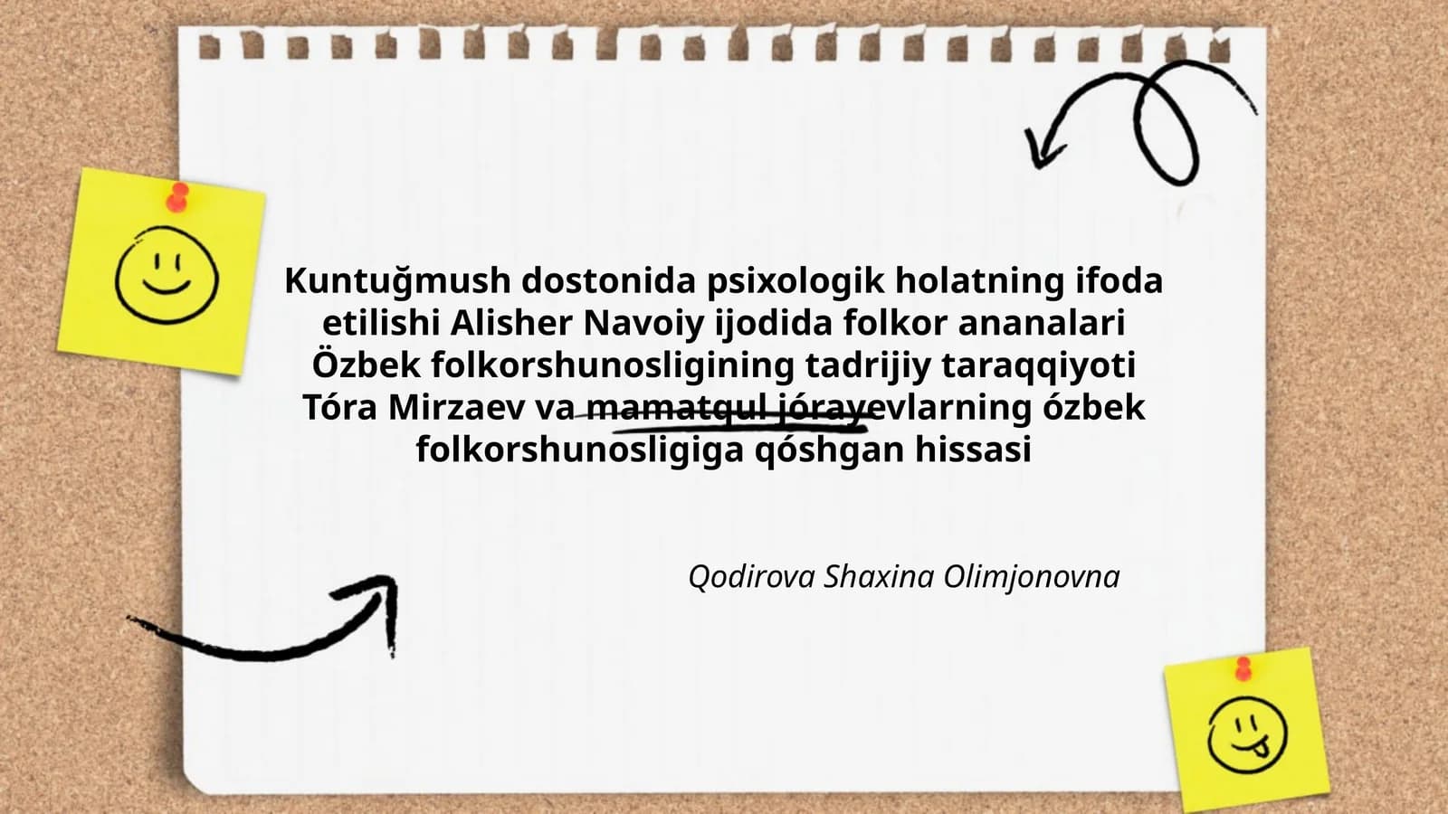 Kuntuğmush dostonida psixologik holatning ifoda etilishi