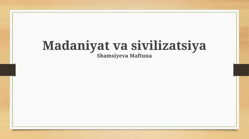 Madaniyat va sivilizatsiya