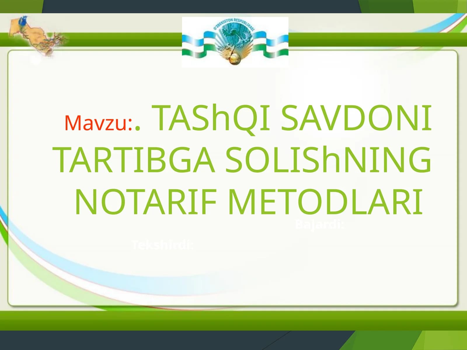 TAShQISAVDONI TARTIBGASOLIShNINGNOTARIF METODLARI