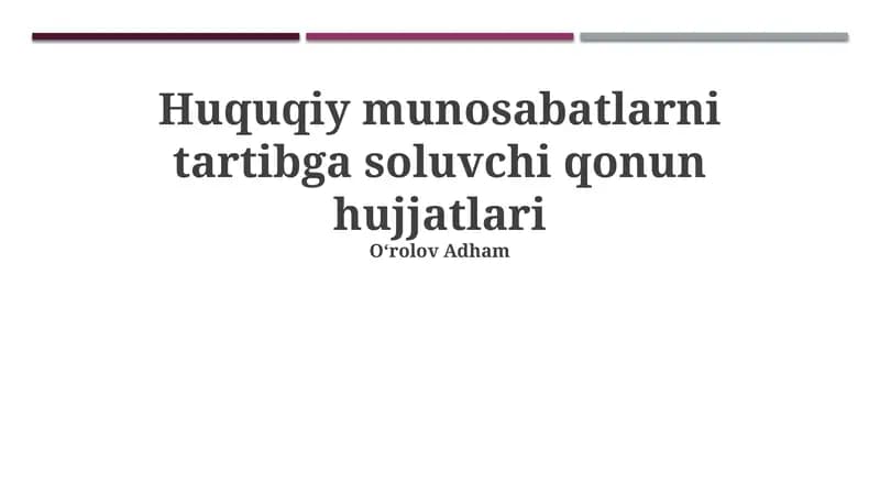 Huquqiy munosabatlarni tartibga soluvchi qonun hujjatlari