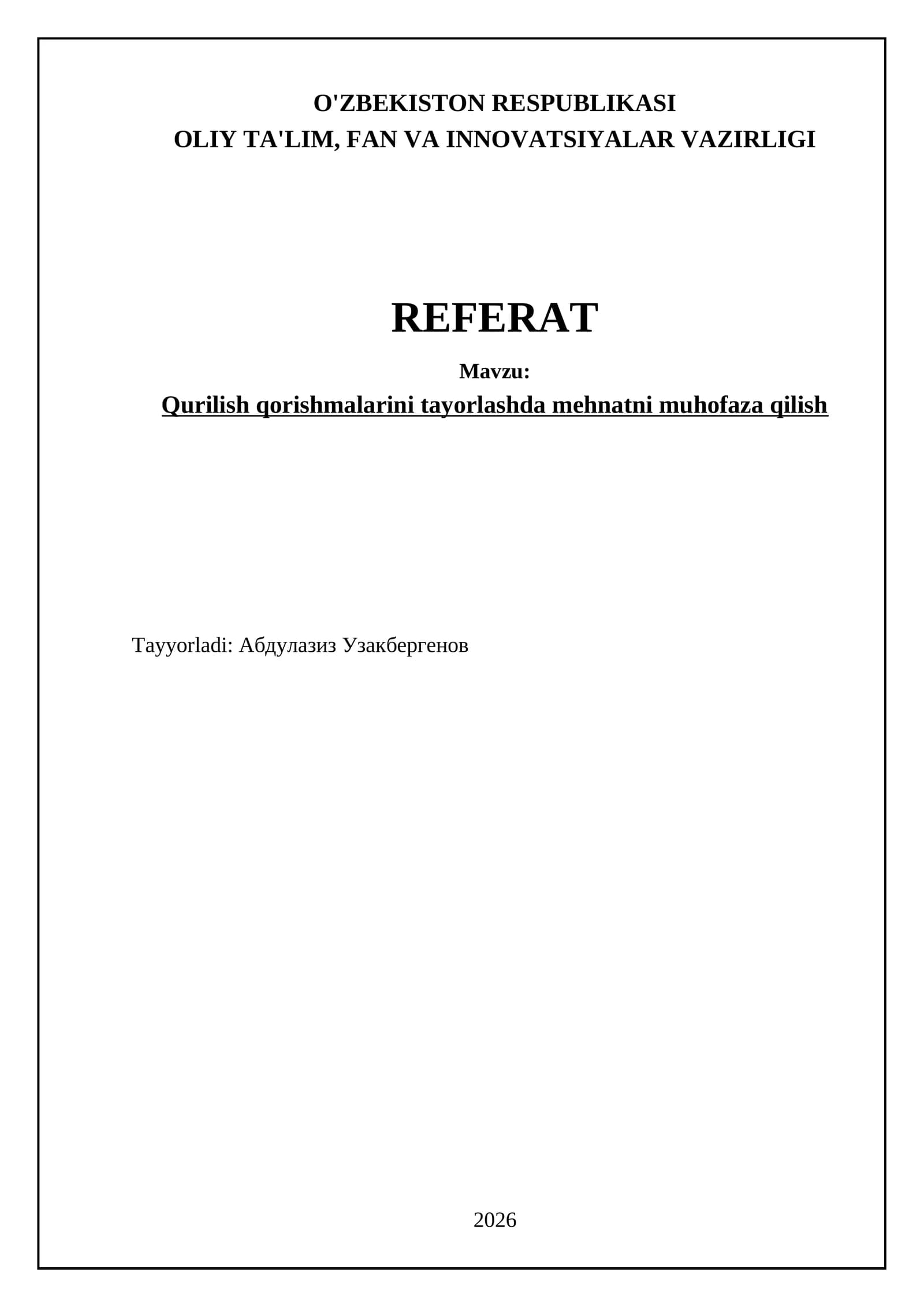 Qurilish qorishmalarini tayorlashda mehnatni muhofaza qilish