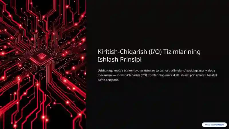 Kiritish-Chiqarish (I/O) Tizimlarining Ishlash Prinsipi