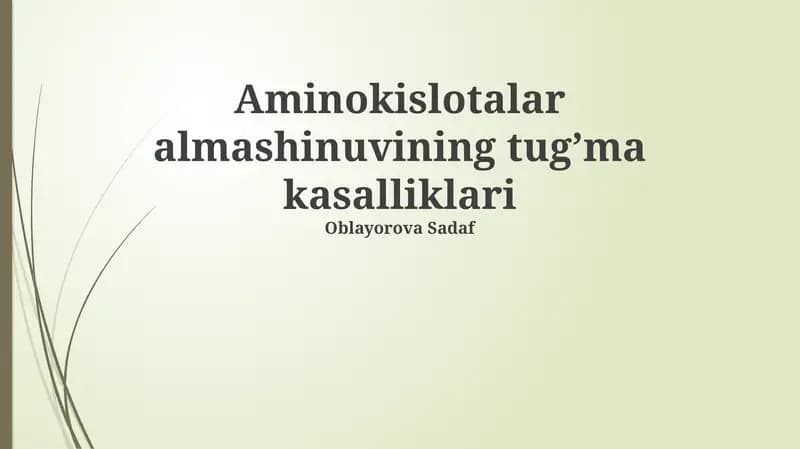 Amino kislotalar metabolizmining tug'ma nuqsonlari