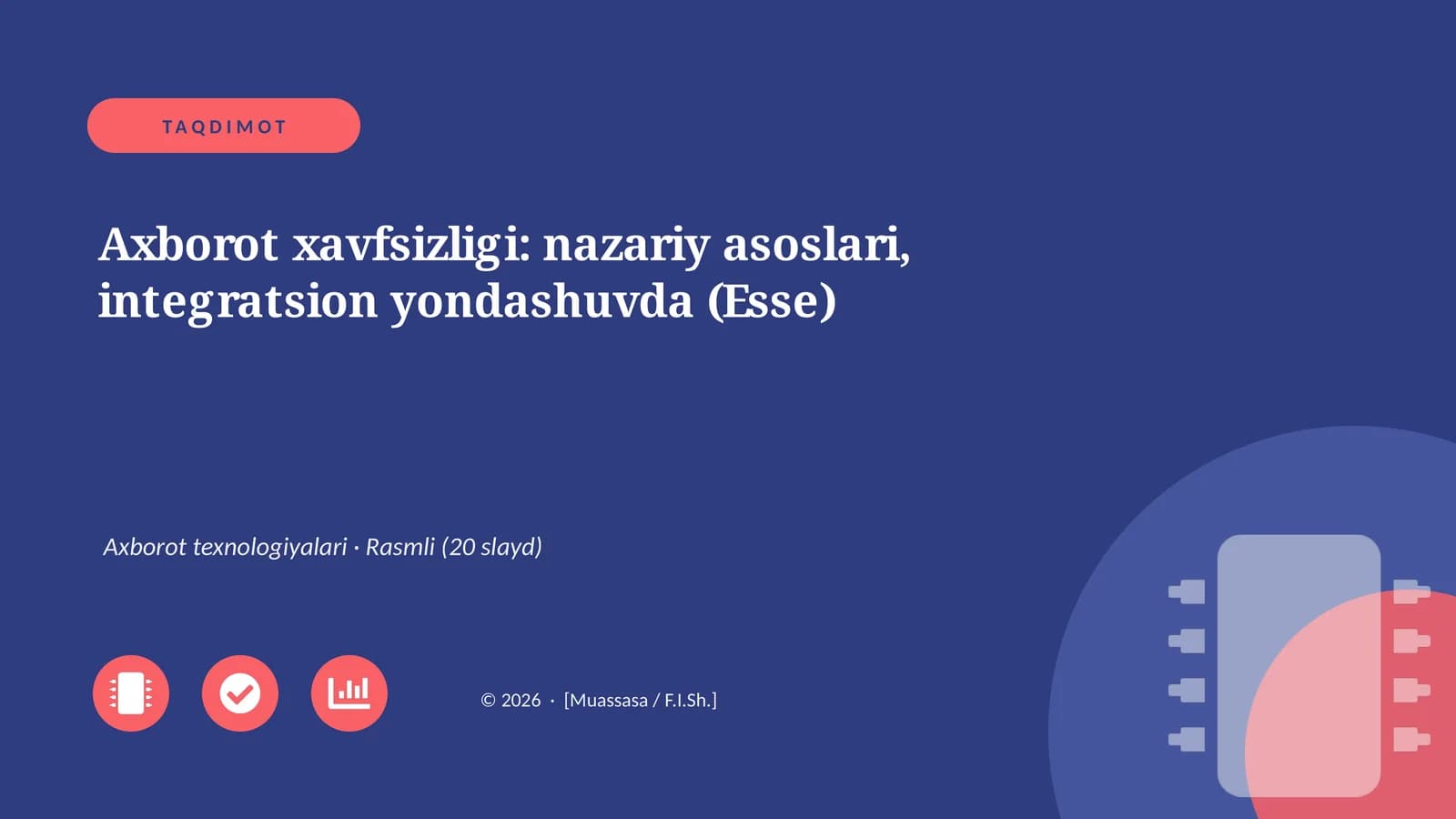 Axborot xavfsizligi: nazariy asoslari, integratsion yondashuvda (Esse)