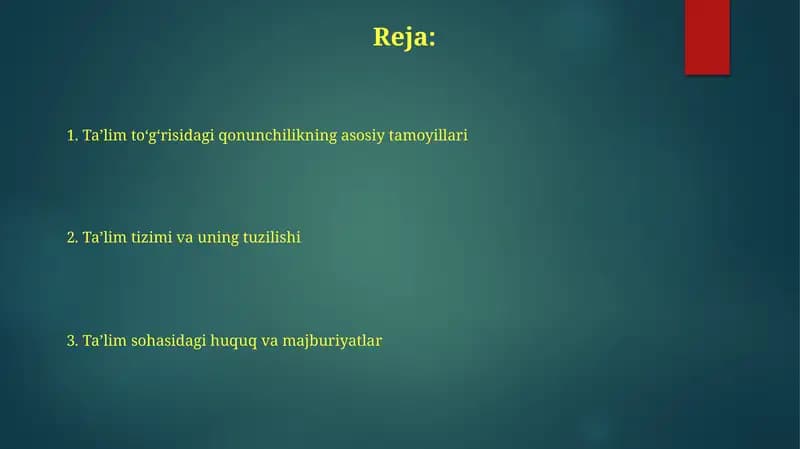 O'quvchilar huquq va majburiyatlar