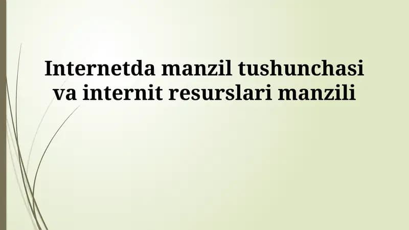 Internetda manzil tushunchasi va internit resurslari manzili