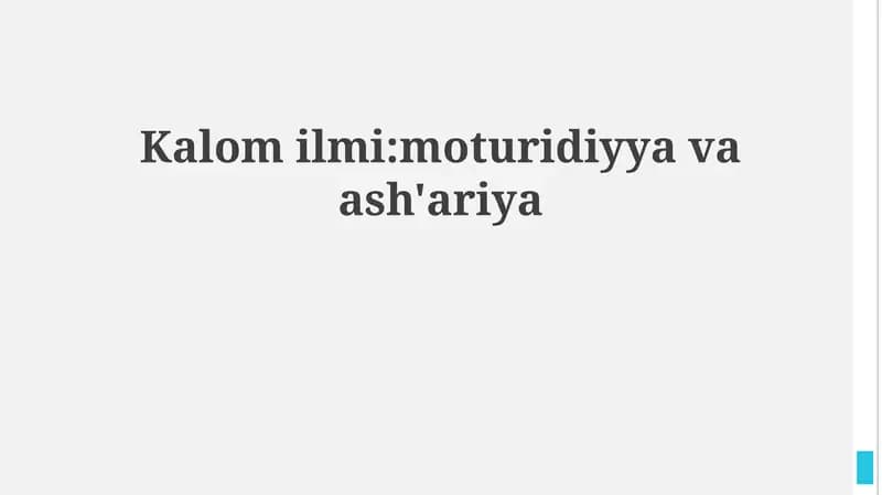 Kalom ilmi:moturidiyya va ash'ariya