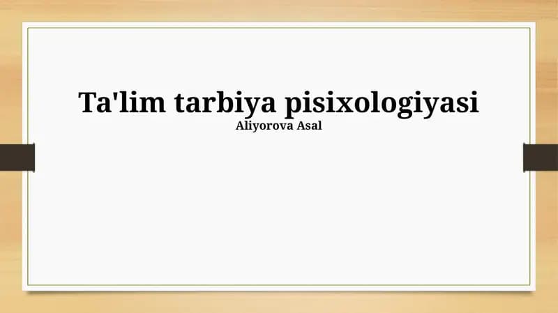 Ta'lim tarbiya pisixologiyasi